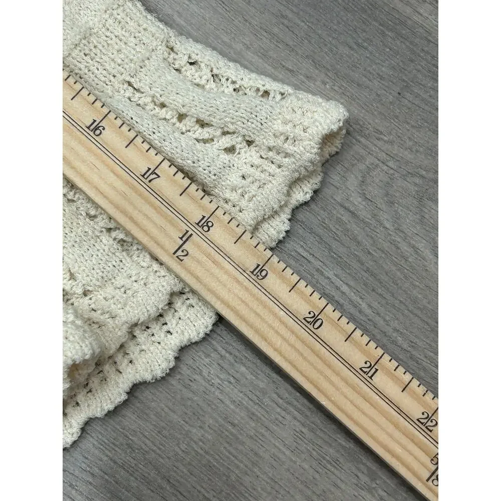 NWT‎ Madewell Womens Cream Relaxed Fit Cropped Scalloped-Trim Sweater Size Small